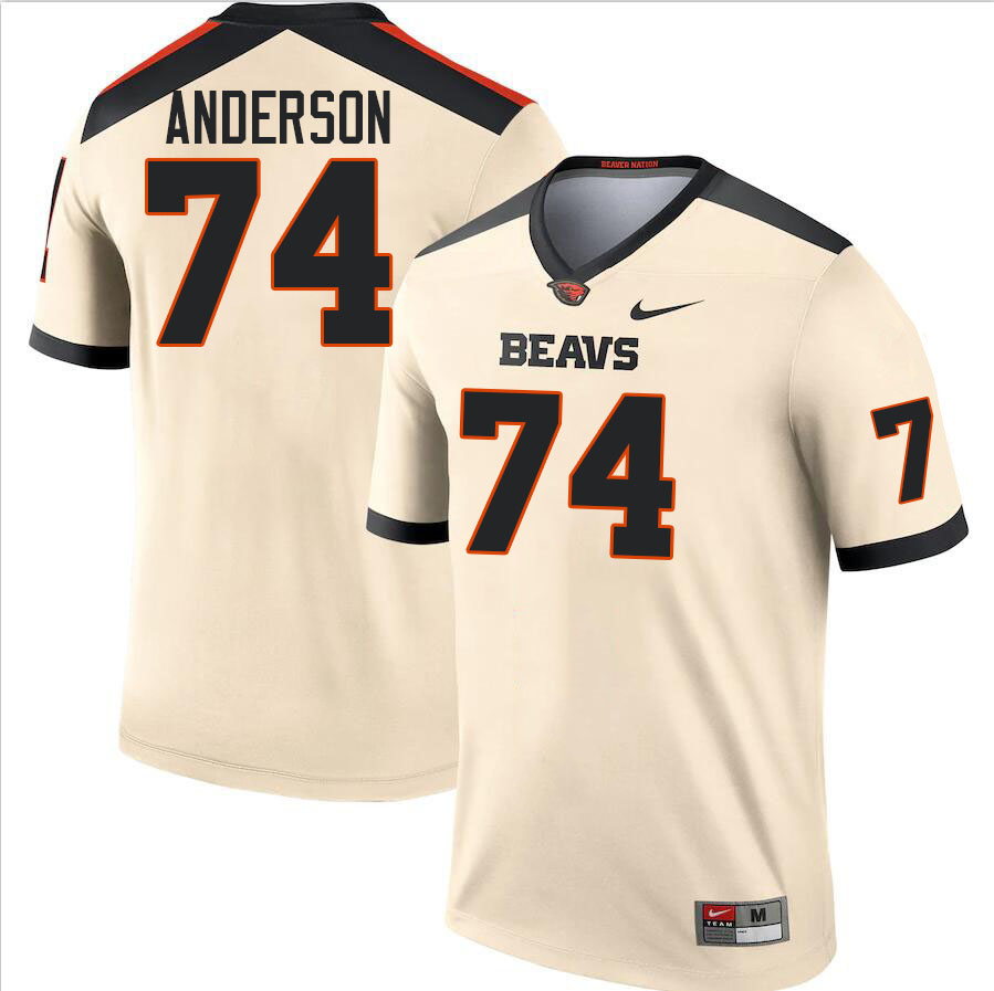 Men #74 Jacob Anderson Oregon State Beavers College Football Jerseys Stitched-Cream